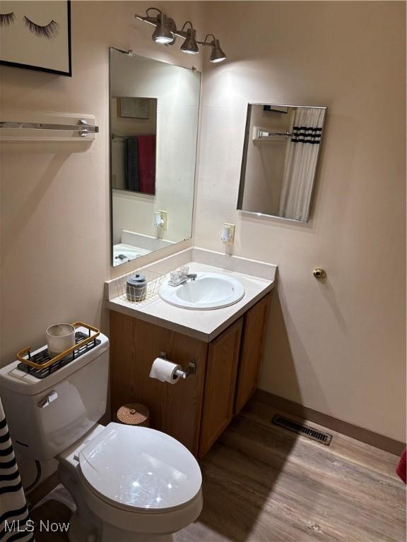 732 E High St, Alliance, OH 44601 - half bath featuring wood finished floors and vanity