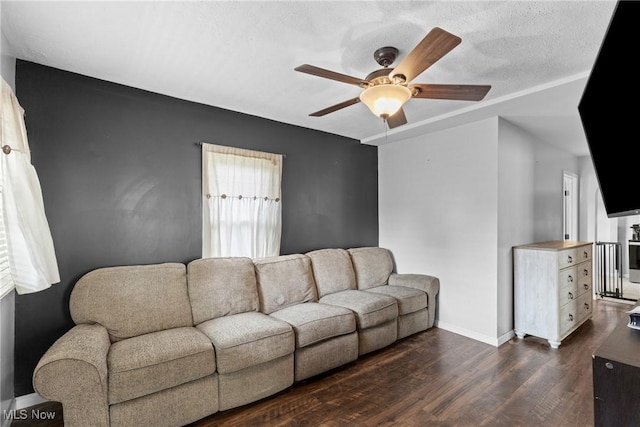 1309 7th St N, Martins Ferry, OH 43935 - living room with dark wood finished floors and a ceiling fan