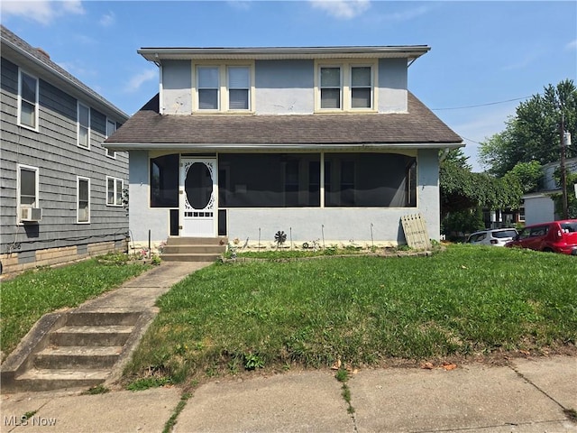 1038 Quincy St, Parkersburg, WV 26101 - view of front facade with entry steps, stucco siding, and roof with shingles