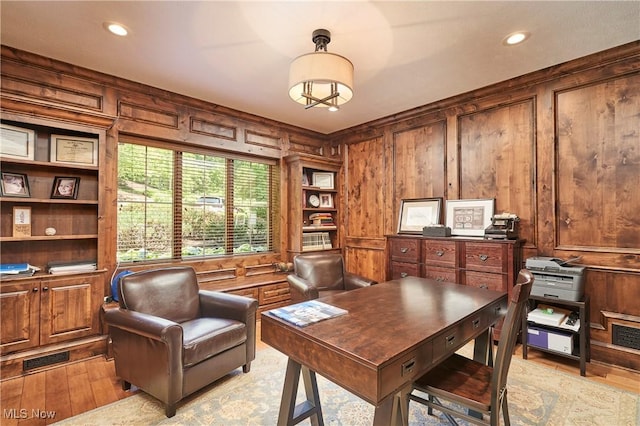 3116 Aviemore Way, Richfield, OH 44286 - office space with wood walls, light wood-style floors, and recessed lighting