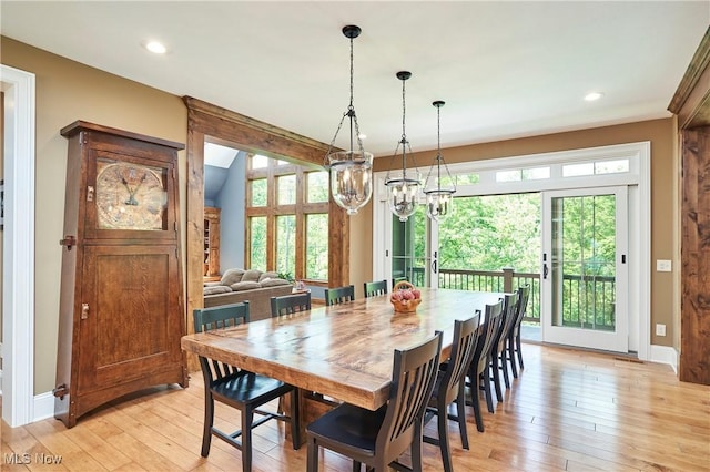 3116 Aviemore Way, Richfield, OH 44286 - dining space with a chandelier, light wood-style flooring, and recessed lighting