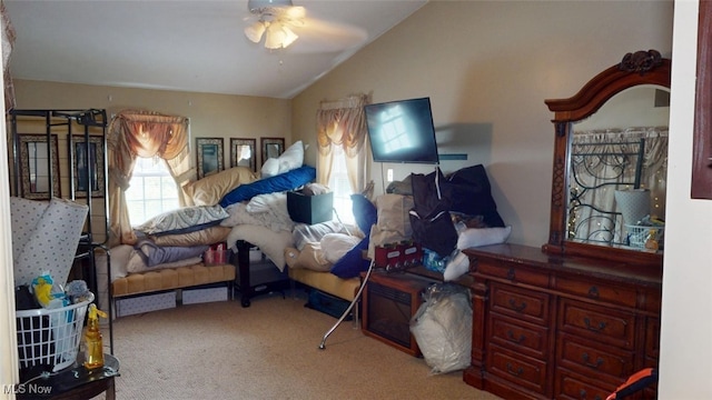 217 Meadowbrook Ave, Boardman, OH 44512 - bedroom with vaulted ceiling, carpet floors, and a ceiling fan