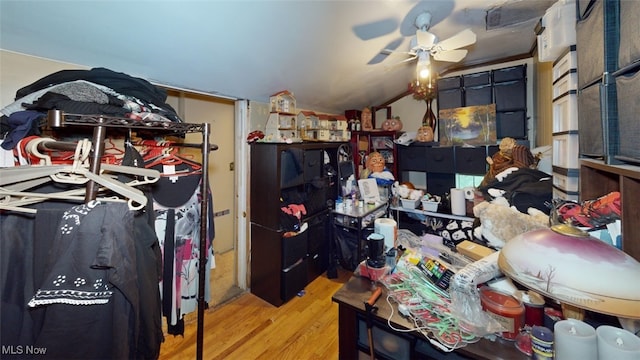 217 Meadowbrook Ave, Boardman, OH 44512 - office with wood finished floors, lofted ceiling, and ceiling fan