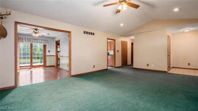 9910 Matchett Rd, Norwich, OH 43767 - carpeted spare room with a ceiling fan and lofted ceiling