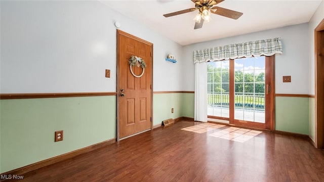 9910 Matchett Rd, Norwich, OH 43767 - foyer entrance featuring wood finished floors and ceiling fan