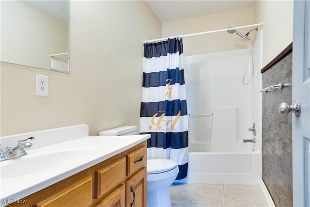 1104 4th St, Belpre, OH 45714 - full bathroom with tile patterned floors, vanity, and shower / bath combination with curtain