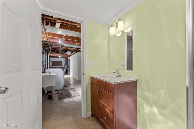 2637 Carmen Dr, Rocky River, OH 44116 - bathroom with washer / clothes dryer and vanity
