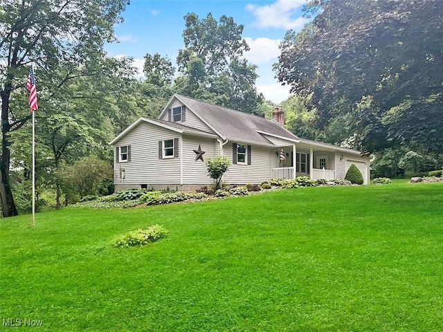 1027 Twp Rd Unit 1806, Ashland, OH 44805 - single story home featuring a chimney, a front lawn, and covered porch