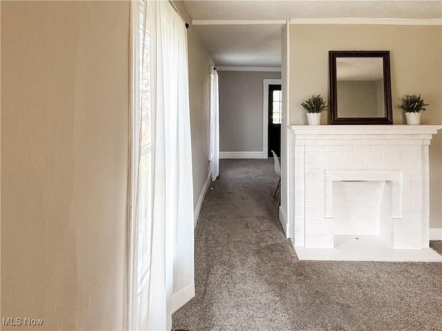 1021 12th Ave, Vienna, WV 26105 - corridor with carpet, ornamental molding, and healthy amount of natural light
