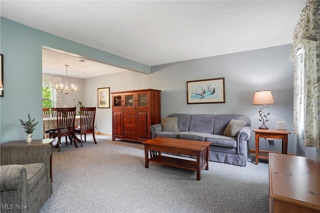 4190 Springdale Rd, Stow, OH 44224 - living room featuring carpet flooring and a chandelier