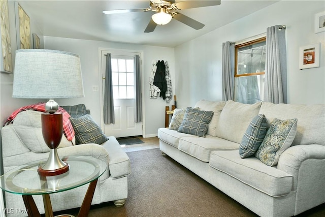 252 E Main St, Newton Falls, OH 44444 - carpeted living room with a ceiling fan
