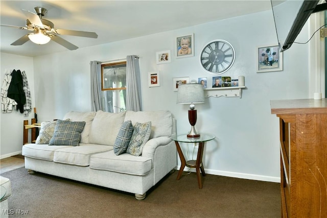 252 E Main St, Newton Falls, OH 44444 - living area with a ceiling fan and carpet floors