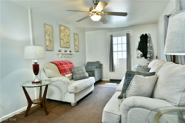 252 E Main St, Newton Falls, OH 44444 - living area with a ceiling fan and dark carpet