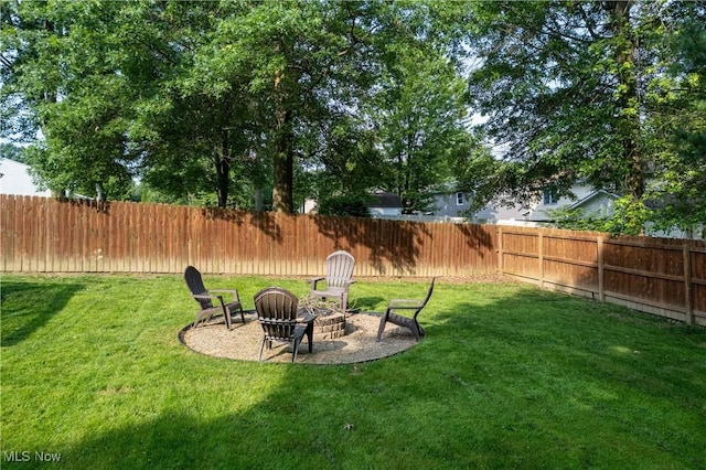3247 Brooklawn Dr, Norton, OH 44203 - fenced backyard featuring a fire pit