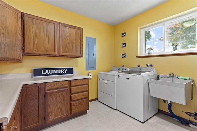 3247 Brooklawn Dr, Norton, OH 44203 - laundry area with cabinet space, electric panel, and washer and dryer