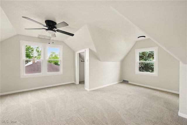 10212 Grace Ave, Garfield Heights, OH 44125 - additional living space featuring carpet, plenty of natural light, vaulted ceiling, and a ceiling fan