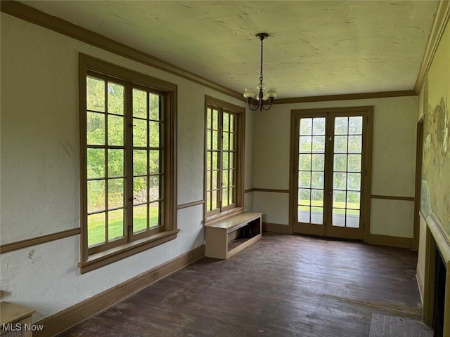 989 Orchard Hill Cir, Massillon, OH 44646 - unfurnished sunroom with french doors and a chandelier