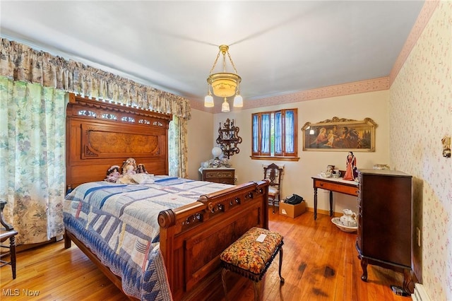 3612 Ridge Rd, Cortland, OH 44410 - bedroom with light wood-type flooring and wallpapered walls