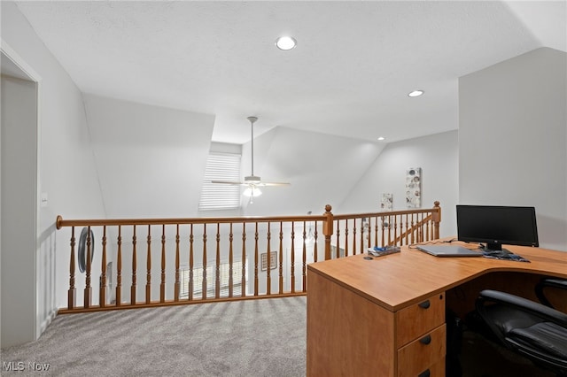 662 2nd St Unit 2, Fairport Harbor, OH 44077 - office with carpet, a ceiling fan, lofted ceiling, and recessed lighting