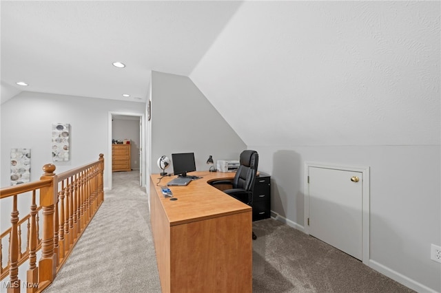 662 2nd St Unit 2, Fairport Harbor, OH 44077 - office with vaulted ceiling, light colored carpet, and recessed lighting