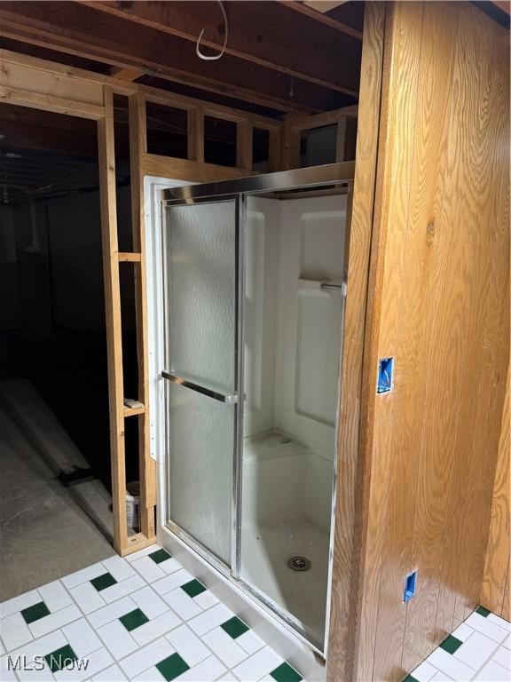 3726 Silvieus St, Ashtabula, OH 44004 - bathroom featuring a stall shower and tile patterned floors