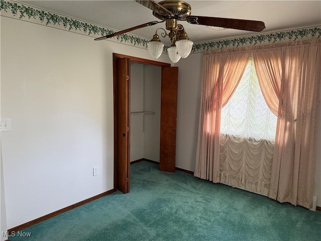 3726 Silvieus St, Ashtabula, OH 44004 - unfurnished bedroom with carpet flooring, a closet, and a ceiling fan