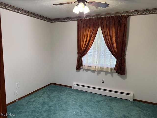 3726 Silvieus St, Ashtabula, OH 44004 - spare room with a baseboard heating unit, carpet floors, and ceiling fan