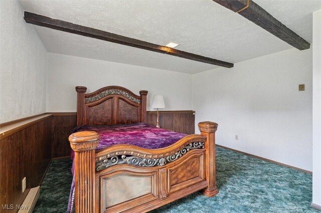 3917 Oxford Dr, Lorain, OH 44053 - bedroom with beamed ceiling, carpet floors, and a textured ceiling
