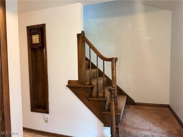 3022 Heatherbrae Dr, Poland, OH 44514 - staircase with baseboards and carpet flooring