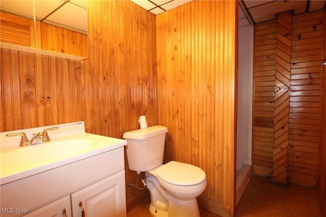 230 E 242nd St, Euclid, OH 44123 - full bathroom with vanity, a shower, and wood walls