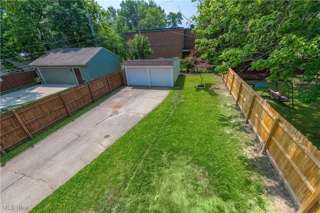 17631 Milburn Ave, Cleveland, OH 44135 - fenced backyard featuring a garage and an outbuilding