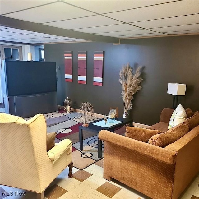1803 Stillwagon Rd, Warren, OH 44484 - living area with a drop ceiling and wood finished floors