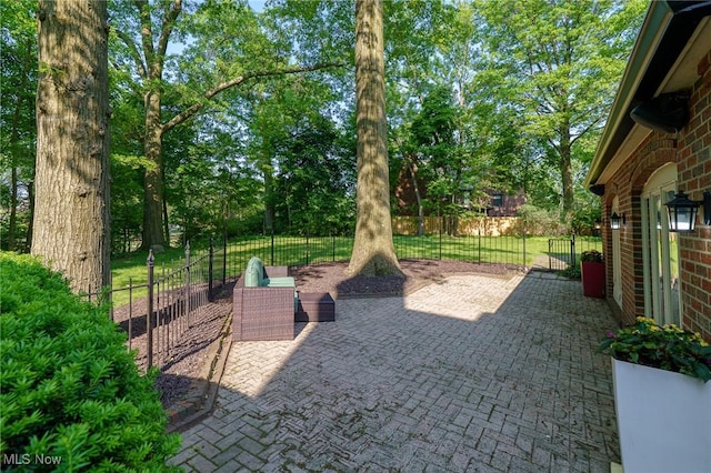 17805 Van Aken Blvd, Shaker Heights, OH 44122 - view of patio featuring view of wooded area