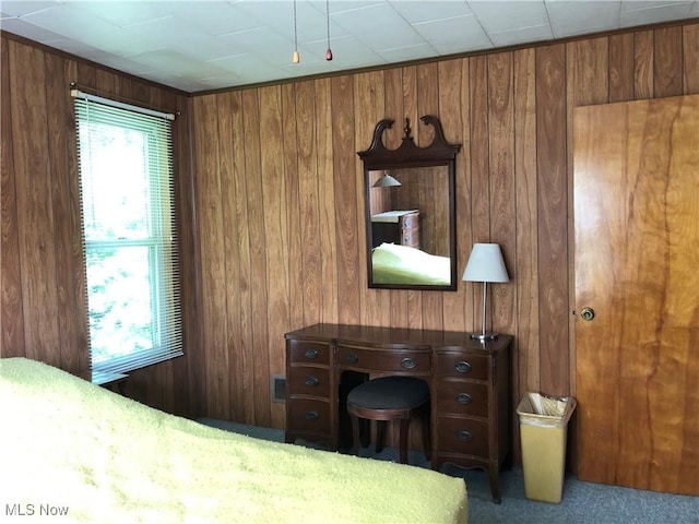 305 Adolphus St, Chester, WV 26034 - carpeted bedroom with wood walls