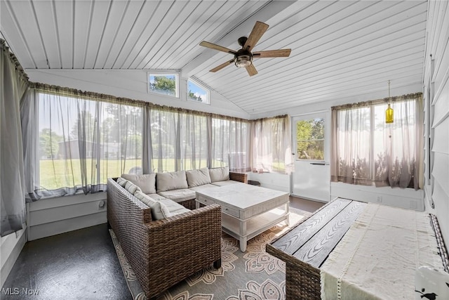 321 Stuart St NW, Lehigh Twp, OH 44646 - sunroom / solarium with a ceiling fan and an outdoor hangout area