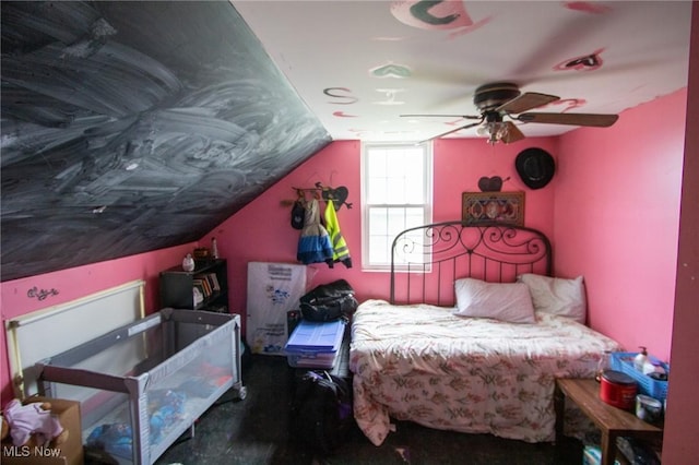 4896 High Hill Rd, Cambridge, OH 43725 - bedroom with a ceiling fan and lofted ceiling