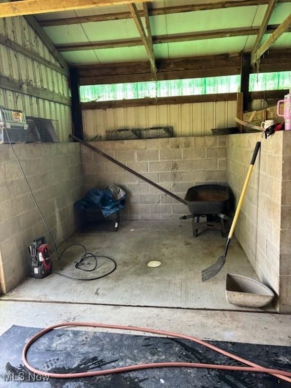4896 High Hill Rd, Cambridge, OH 43725 - garage featuring concrete block wall