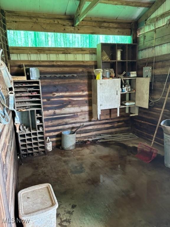 4896 High Hill Rd, Cambridge, OH 43725 - basement featuring wooden walls