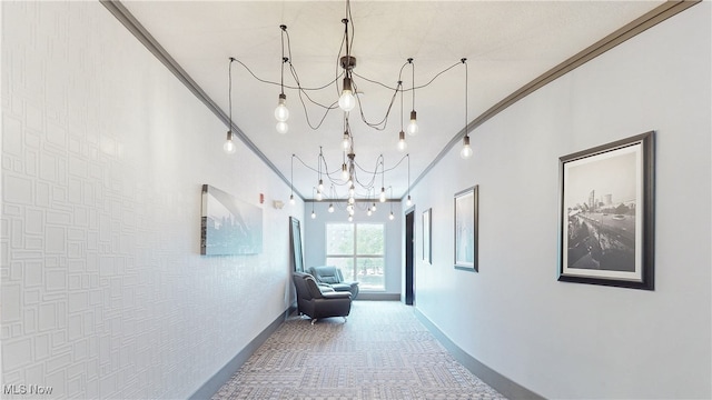 1846 Front St Unit 402, Cuyahoga Falls, OH 44221 - hall featuring a chandelier and carpet
