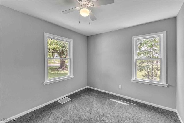 1530 Franklin Ave, Kent, OH 44240 - spare room with dark carpet and a ceiling fan
