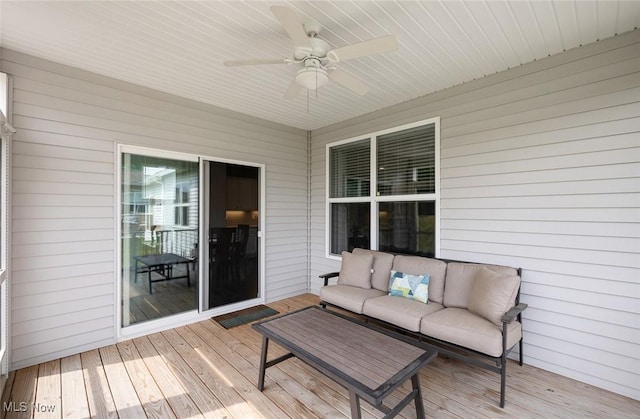 13861 Woodhawk Dr, Strongsville, OH 44136 - deck featuring an outdoor hangout area and ceiling fan