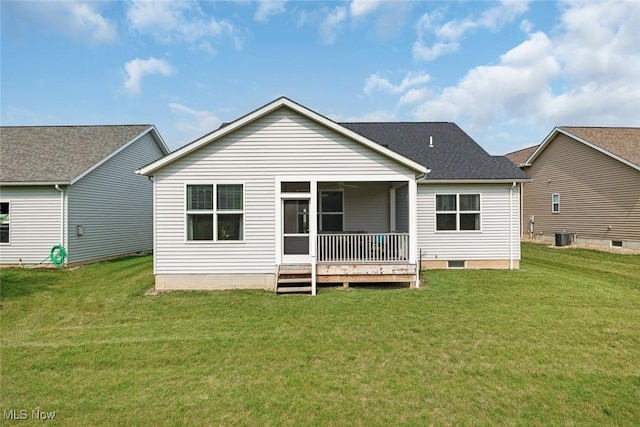 13861 Woodhawk Dr, Strongsville, OH 44136 - rear view of house with a lawn, a sunroom, and crawl space