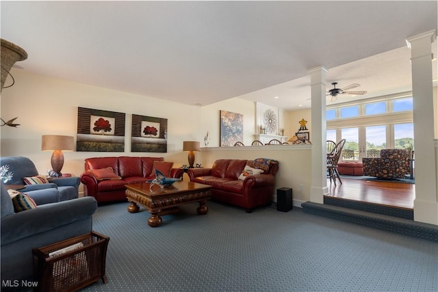 30 E Mohawk Dr, Malvern, OH 44644 - carpeted living area featuring ceiling fan and baseboards