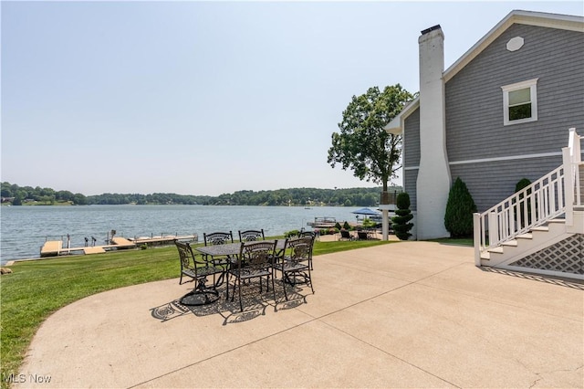 32 E Mohawk Dr, Malvern, OH 44644 - view of patio / terrace featuring a water view and stairs
