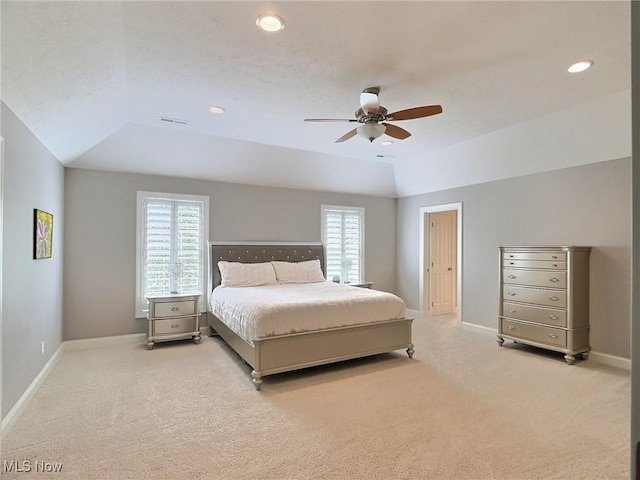 3179 Merion Ct, Westlake, OH 44145 - bedroom featuring carpet, recessed lighting, a ceiling fan, and vaulted ceiling