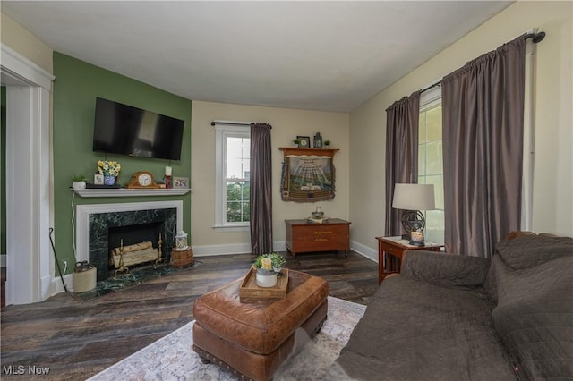 815 N Walnut St, Dover, OH 44622 - living room with wood finished floors and a premium fireplace