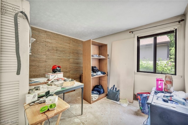 552 Turney Rd Unit A, Bedford, OH 44146 - home office with concrete floors and wooden walls