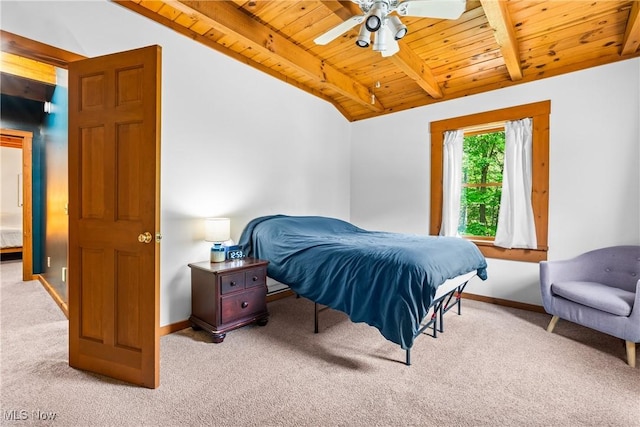 15961 Terramont St NE, Minerva, OH 44657 - bedroom featuring wooden ceiling, light carpet, and a ceiling fan