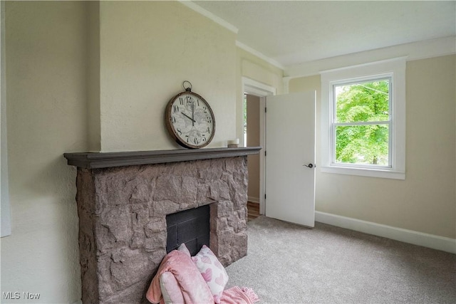1967 Tonawanda Ave, Akron, OH 44305 - detailed view of carpet flooring and a stone fireplace