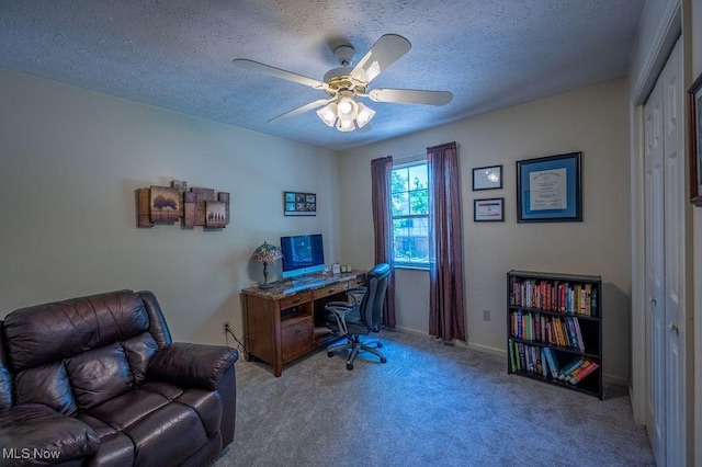 106 Wedgewood Dr, Parkersburg, WV 26104 - carpeted office featuring a textured ceiling and a ceiling fan